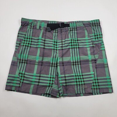Mens The North Face Shorts Large Pockets Outdoor Belted Multicolor Plaid Lined