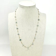 Delicate Blue Stone and Gold Tone Necklace Cottagecore Twee Boho