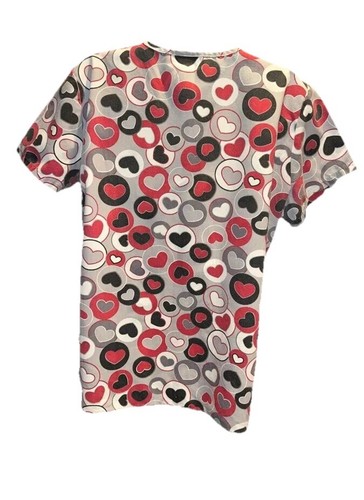 Valentine’s Day Scrub Top Red Hearts 321 Scrubs Size Medium Smocks - Picture 8 of 10