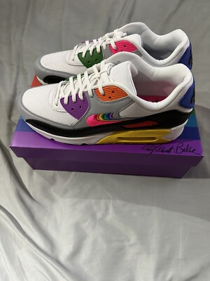 Nike Air Max 90 BeTrue White Rainbow Black CJ5482-100 Men's Size