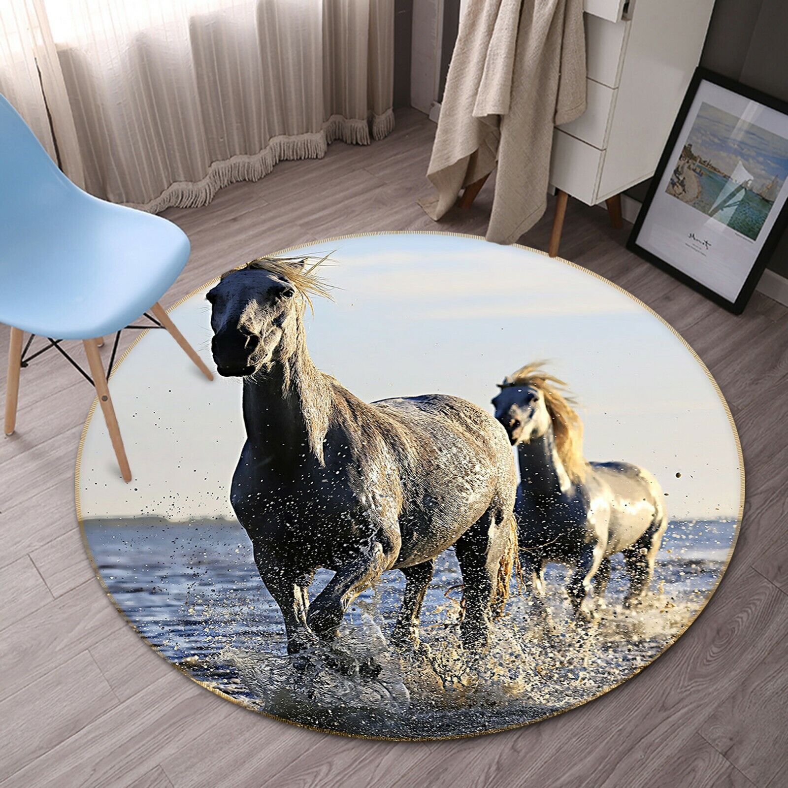 3D Wading Horses S172 Animal Non Slip Rug Mat Elegant Photo Carpet Sunday Bardzo popularne i okazyjne