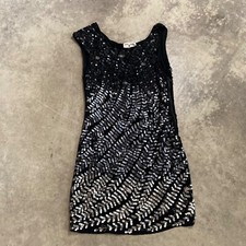 Alice Olivia Dress Womens Small P Black Mini Silk All Over Sequin Beaded Party