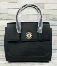 Cluci Black Leather Handbag Purse Removable Shoulder Strap New