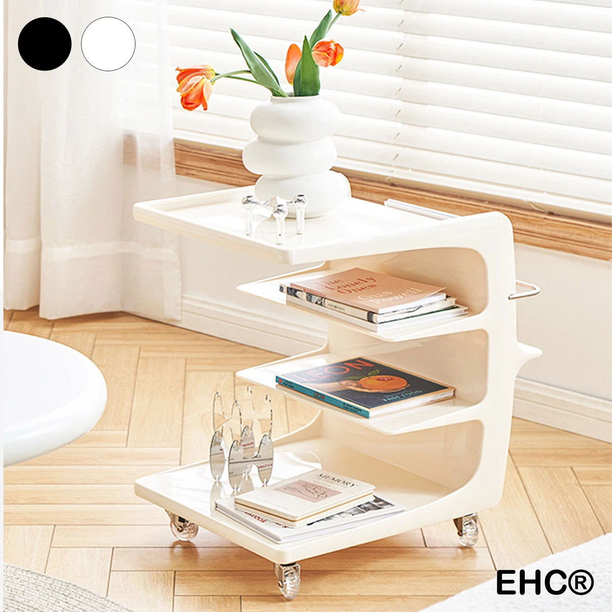 4 Tier End Table Side Table w Wheels Bedside Table for Small