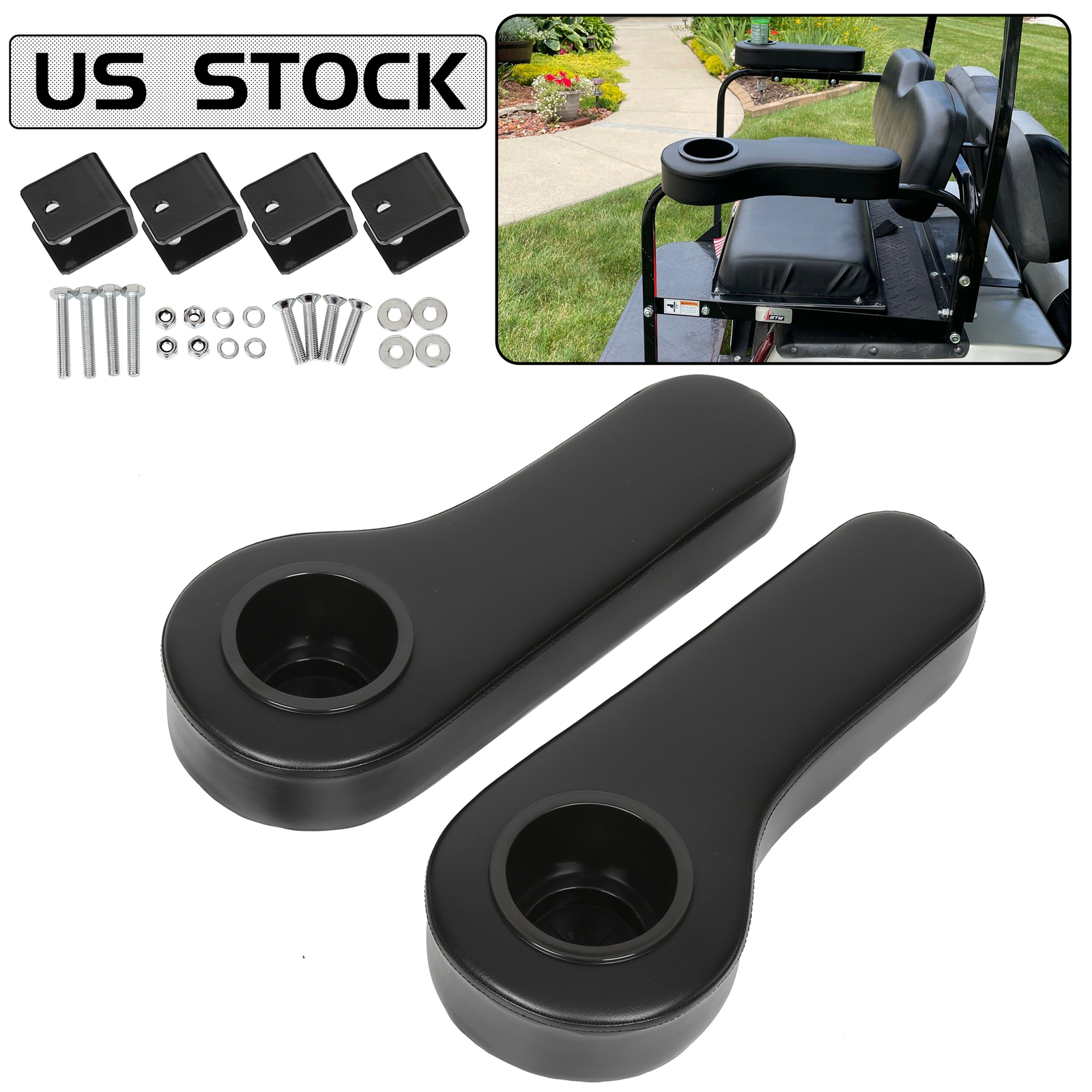 Pair Of 2 Golf Cart Arm Rest Drink Cup Holder For Car/Yamaha
