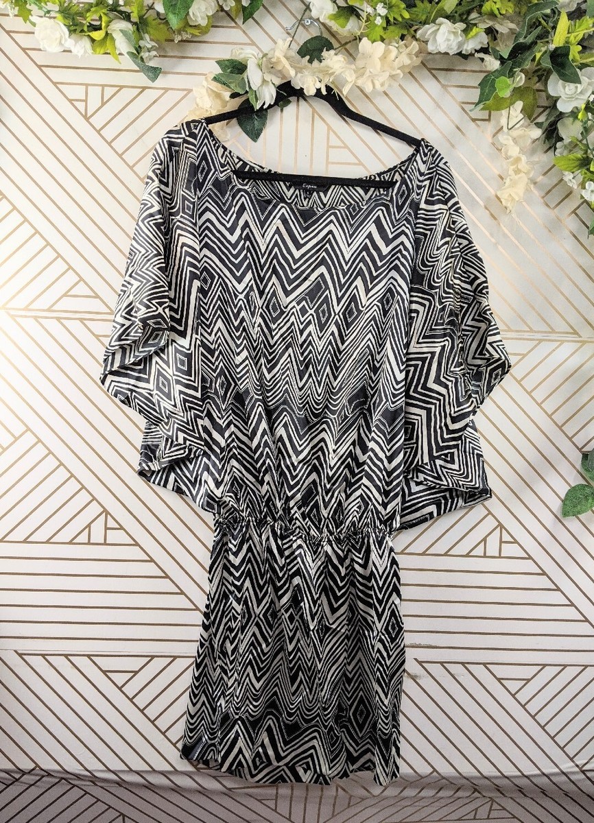 express black and white dress Sheath Womens Medium & Floral Silk Empire Waist Halter For a more classic ensemble Express Design Studio 70's Strapless