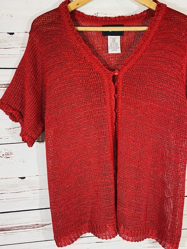 Sag Harbor Sweater Sz Large Cardigan Red Loose Knit Valentines Holidays Dressy - Bild 4 von 9