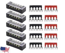 5 Sets Dual Row 5 Position Screw Terminal Electric Barrier Strip Block 600V 15A