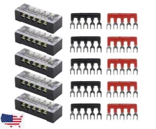 5 Sets Dual Row 5 Position Screw Terminal Electric Barrier Strip Block 600V 15A