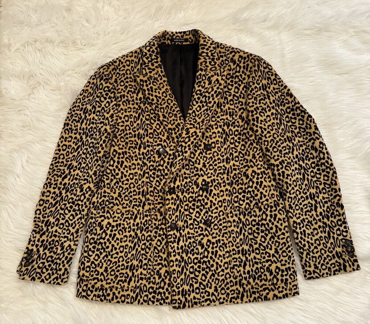 Noah NYC Corduroy Cheetah Print Double Breasted Sport Coat Noah NYC Corduroy Cheetah Print Double Breasted Sport Coat