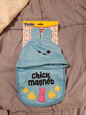 Dan Dee Easter - Peeps Baby Blue Set Includes Baby Hat And Bib NWT!