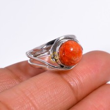 Oyster Sell Gemstone Orange Stone 925 Sterling Silver Promise Ring Gift Jewelry