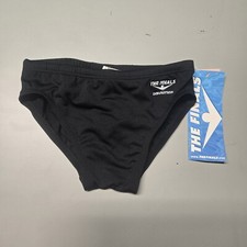 TYR The Finals Solid Black Swim Racer Briefs, Youth Boy Size 24, NEW