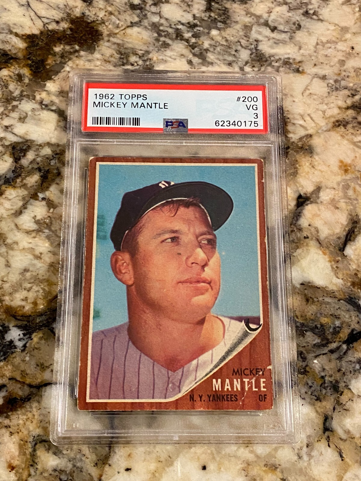 1962 TOPPS MICKEY MANTLE #200 PSA 3 FRESHLY GRADED CENTERED YANKEES HOF BEAUTY
