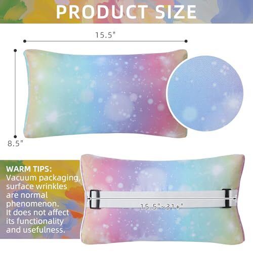 Rainbow Pillow, 2 Pack Outdoor Chaise Lounge Head Pillow Rainbow