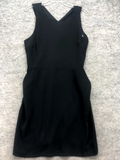 Loft Dress Size 12 Petite Black Sleeveless Pockets Open Back