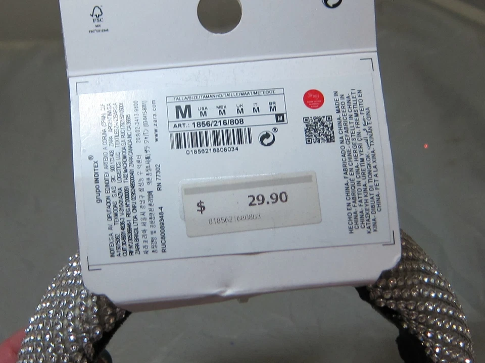 Diadema acolchada brillante cristal diamante pavé boda Zara NUEVA mediana plateada negra Foto 4 de 4