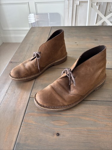 Clarks Bushacre 2 hellbraun Leder Schnürschuhe Chukka Stiefel Herren Gr. 11 M 82286