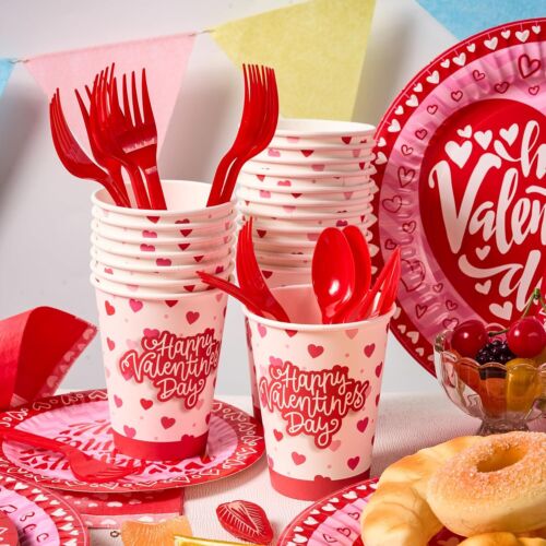 Juego de vajilla de 168 piezas de San Valentín suministros de fiesta sirve 24 para boda - Imagen 7 de 8
