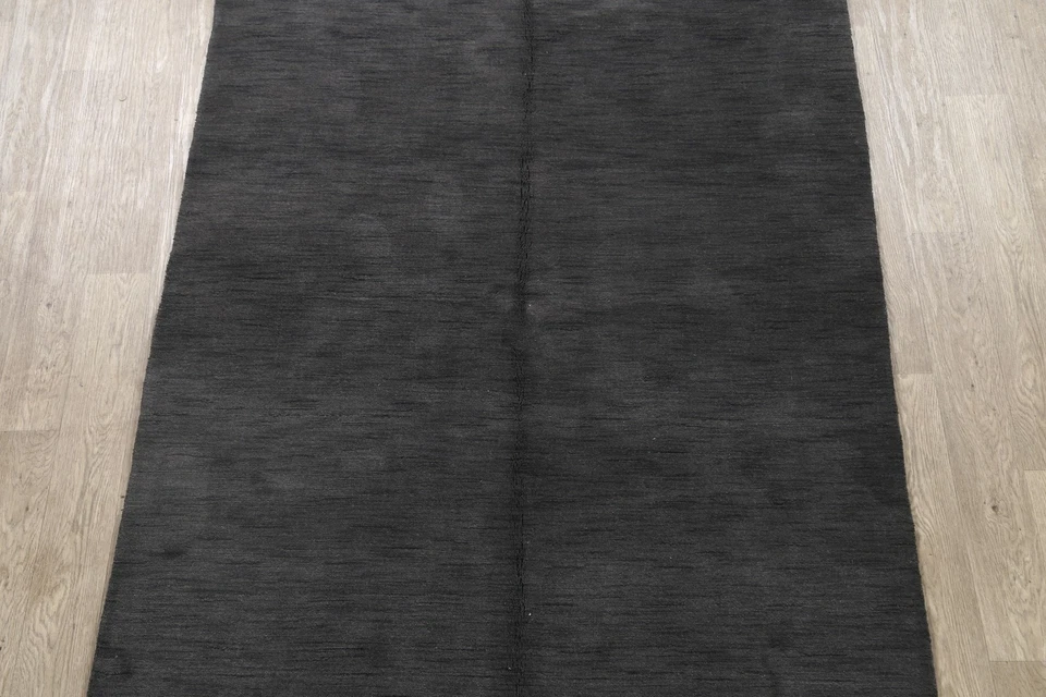 Solid Gabbeh Oriental Contemporary Area Rug Wool Hand-knotted 5x8 Foyer Carpet - Image 3 of 4