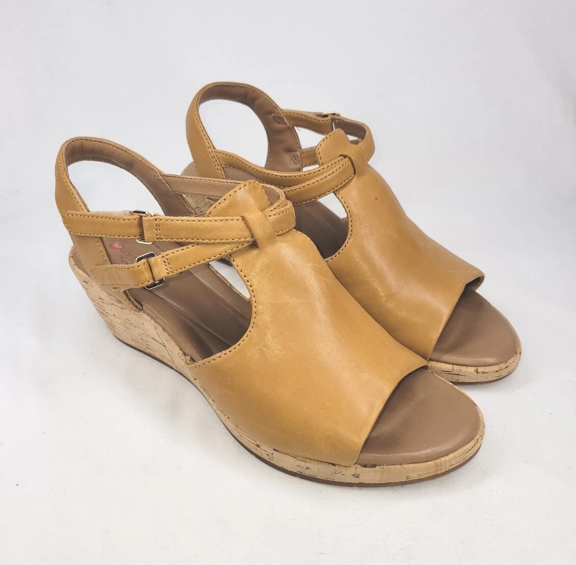 Clarks Un Way Leather Wedge 40374 US 9.5 Tan | eBay