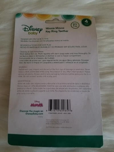 LLAVERO MORDEDOR DISNEY BABY MINNIE MOUSE ROSA NUEVO EN PAQUETE Foto 3 de 4