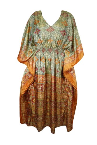 Summer Maxi Kaftan For Women Boho Hippy Gypsy Peach Caftan Coverup Dress L-2X - Picture 4 of 4