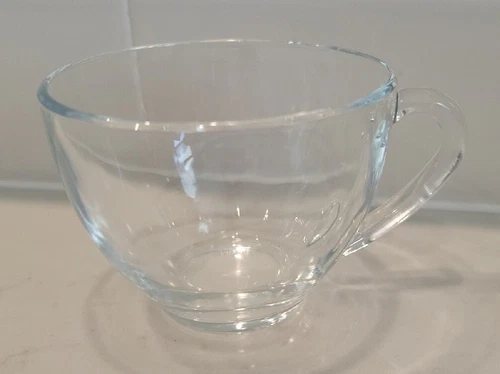 Vintage Arcoroc France Classique CLEAR GLASS Tea Mug Cup Coffee 