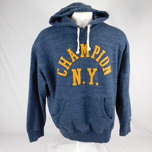 Champion NY Hombres Azul Sudadera con Capucha Pullover Sudadera De Colección Estilo Marca Talla XL - Imagen 3 de 12
