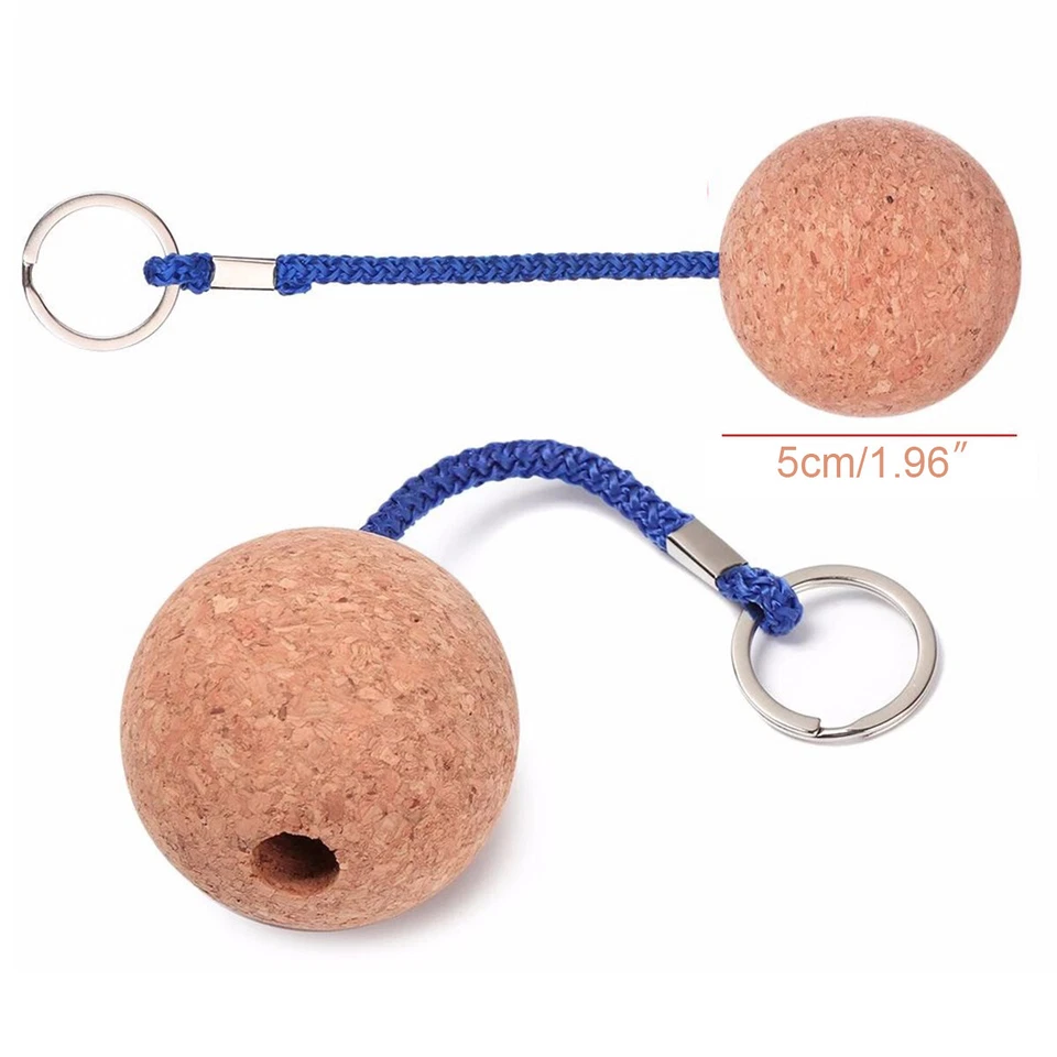 2Pcs 50mm Floating Cork Ball Key Ring Sailing Boat Float Buoyant Rope Kayak - Image 3 of 4