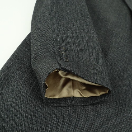 VTG Lands End 100% Lambswool Dark Gray Herringbone Blazer Sport Coat Jacket 44R - Picture 14 of 16