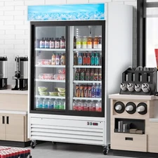 54" Merchandising Glass Door Cooler NSF Slide Door Refrigerator W/ LED