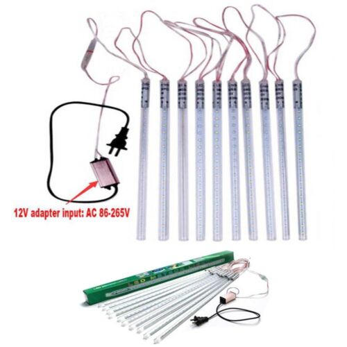 10pcs Tubes String 50cm 2835 54 LED Strip Light Meteor Shower Rain & 12V Adapter - Picture 2 of 53