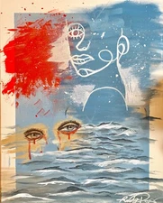 Original hand painted abstract art piece