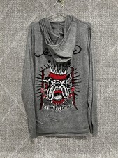 Ed Hardy Christian Audigier Bulldog Gray Sweater Zip Up Hoodie Size 2xl Y2k