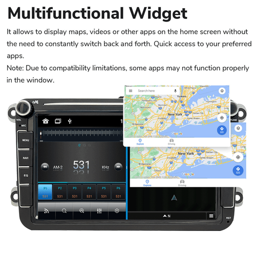 8" Stereo CarPlay for VW Golf MK5 Polo Head Unit GPS Sat Nav WiFi BT with Camera - Picture 8 of 16