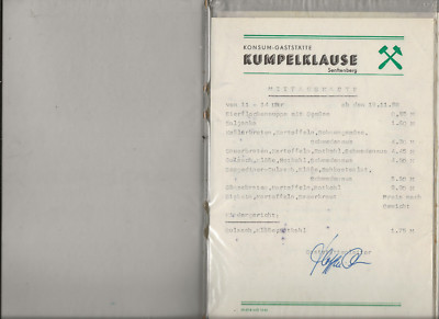 ÜÜ414 SPEISEKARTE GETRÄNKEKARTE SENFTENBERG KUMPELKLAUSE KONSUM GASTSTÄTTE 1988
