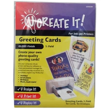 U CREATE IT! GLOSS FINISH GREETING CARD LOT DESIGN & PRINT *20 CARDS & ENVELOPES