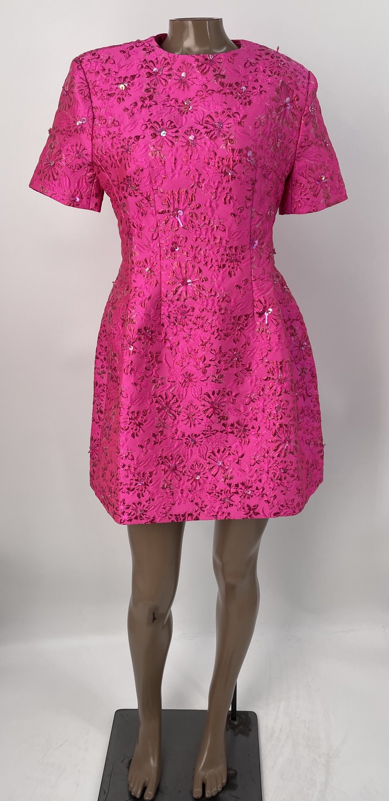Catchall Womens Mini Dress Astrid Pink S Jacquard Floral Short Sleeve Sequined