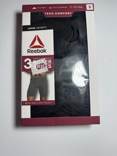 Reebok Men's SMALL 3-PACK Tech Comfort LONG LENGTH Boxer Briefs 9" Inseam 21425