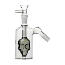 45° 14mm Skull Glass Ash Catcher Bowl Slide 4 Hookah Bubbler Bong Water Pipe S