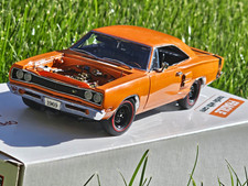 Danbury Mint 124 1969 Dodge Super Bee Six Pack Orange Diecast Opening Hood