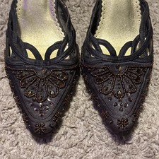 Gypsy Beautiful Beaded Kitten Heels Metro 7 Classy Brown Dress Heels Size 8