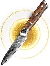 Damascus Paring Knife - Collectible 3.5 Inch Utility Knife with Pakkawood Handle
