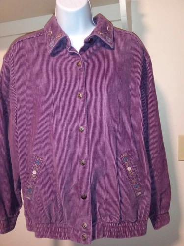 VETEMENTS Giacca donna Alfred Dunner 12 cordorouy viola floreale tasche bottoni cotone
