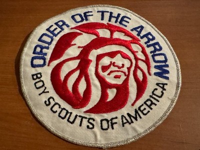 OA, MGM Indian Back or Jacket Patch, 6 , White w/Silver Mylar Border