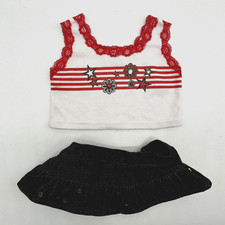Build A Bear Patriotic Star Stripe Flower Lace Shirt Denim Skirt Teddy Outfit