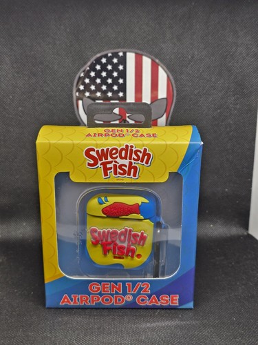 Swedish Fish Generation 1 & 2 Apple AirPod Case Red with Carabiner Clip NWT