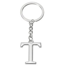 Silver Tone Letter T Key Chain Pendant Key Ring Initial Letter Key Chain