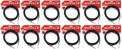 12 Rockville RCGT10B 10'  1/4'' TS to 1/4'' TS Guitar/Instrument Cable